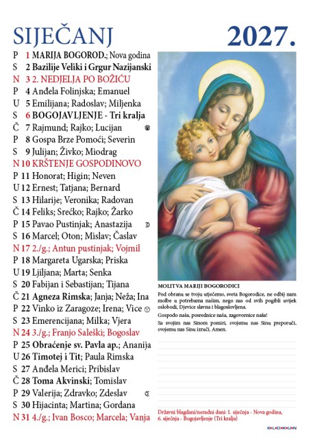 Hrvatski katolički kalendar za 2025. godinu